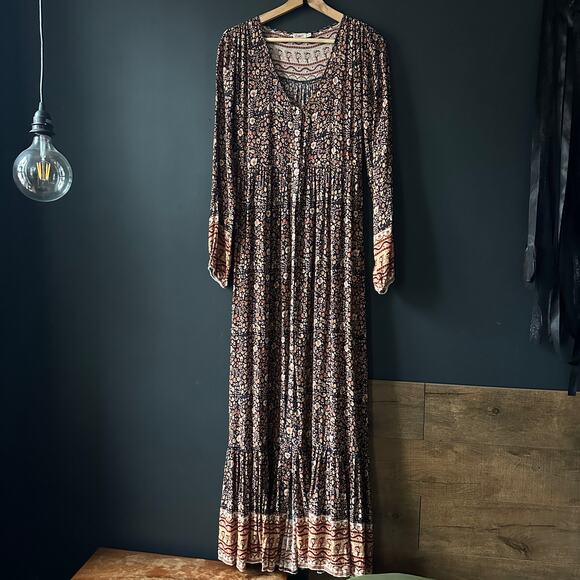 Faherty Toluca Border Print Long Sleeve Dress in Monserrat Floral Size XS - Picture 14 of 16